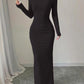 Womens Printed Slim-Fit Long-Sleeve Dress