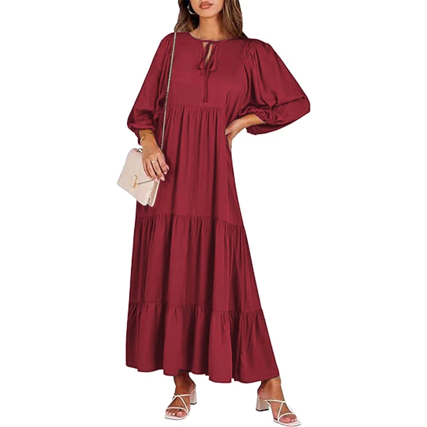 Robe d'été bohème vintage imprimée pour femme, élégante, décontractée, ample, col en V, manches courtes, longue