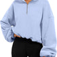 Women's Half Zipped Stand Collar Drawstring At Hem Polar Fleece Autumn Winter Sweater