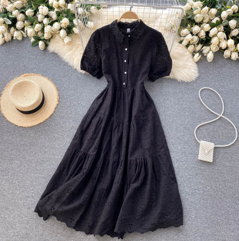 Breasted Slim-fit Mid-length Design Hollow-out First Love Dress
