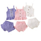 Ensemble short à bretelles multicolore uni pour bébé