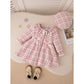 Children's Plaid Lace Collar Bow Dress