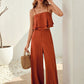 Cropped Vest Ruffled Top Casual Chic Wide-leg Pants