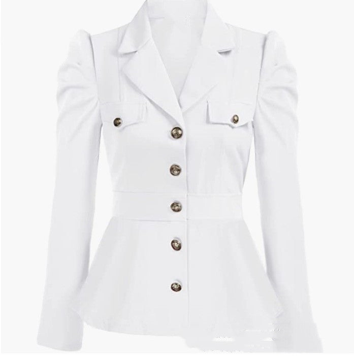 Veste tendance pour femme avec revers et ourlet à volants