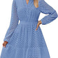 V-neck Hollow Eyelet Embroidered Cotton Long Sleeve Dress