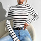 Mock-neck Stripes Bottoming Shirt Women's Long Sleeve Inner Wear