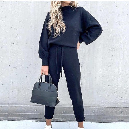 Autumn And Winter Long Sleeve Fleece Fashion Casual Sweater Suit