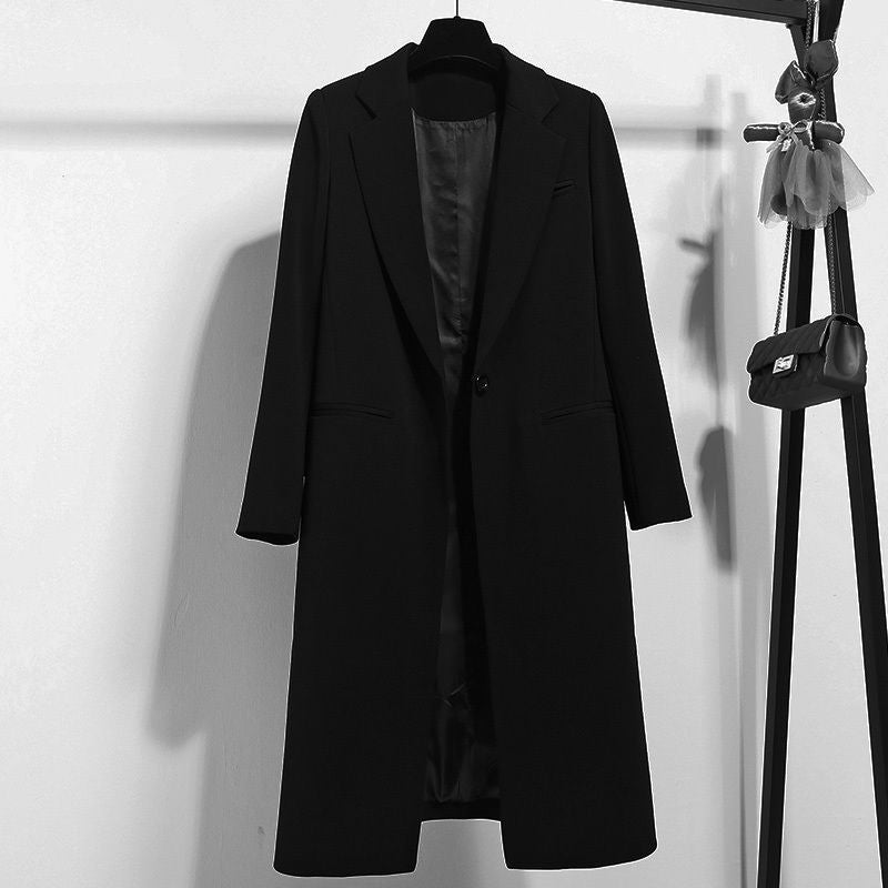 Nouveau costume long noir slim pour femme OL