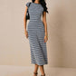 Fitted-waist Crew-neck Short-sleeve Womens Maxi Dress