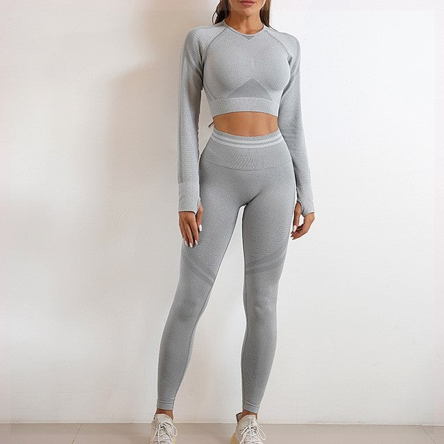 Ensemble de sport sans couture pour femme, tenue d'entraînement, pantalon de yoga