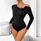 Diagonal Collar Single-shoulder Suspender Long-sleeved Tight Jumpsuit