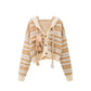 Cardigan tricoté à capuche vintage en trois dimensions avec ours marron