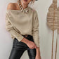 Slim-fit Women's Blouse With One-line Collar And Off-shoulder