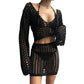 Maillot de bain bikini à col montant en tricot de couleur unie