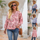 Women's Fashion Personality Printed V-neck Long-sleeved T-shirt
