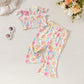 Girls' Suit Sling Short Top And Trousers Two-piece Set