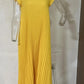 Robe longue plissée à manches courtes et col rond pour femme