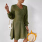 Women's Autumn And Winter Thickened Double-sided Plush V-neck Slimming Dress Pajamas