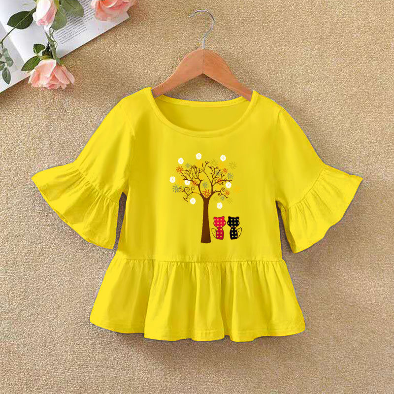 T-shirt à manches volantées pour enfant, bas d'été