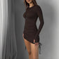 Stylish Womens Dress With A Stand-up Collar And Pleats