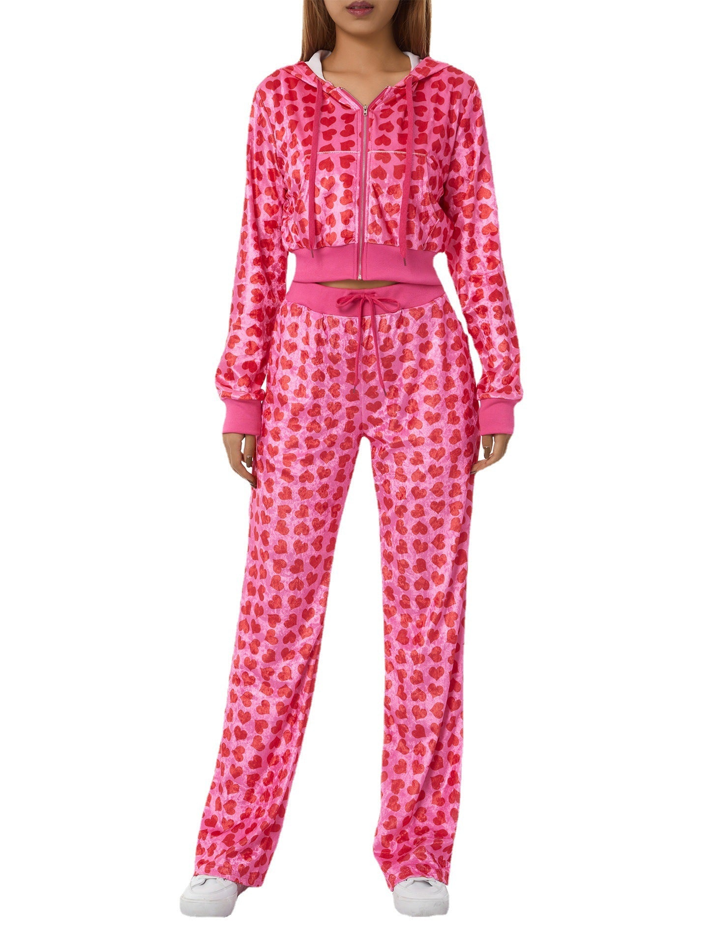 Velvet Love Printed Hooded Sweater Fashion Suit Women