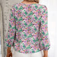 Temperament Commuting Small Floral Long-sleeved V-neck Shirt
