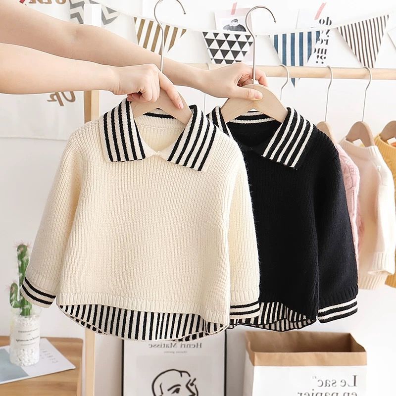 Pull simple et tendance pour enfant, couleur unie
