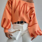 New Lantern-sleeved Pullover Sweater Fashion Line Printed Loose Tops Women's Clothing