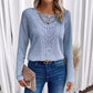 Lace Patchwork Round Neck Women's Long-sleeved T-shirt