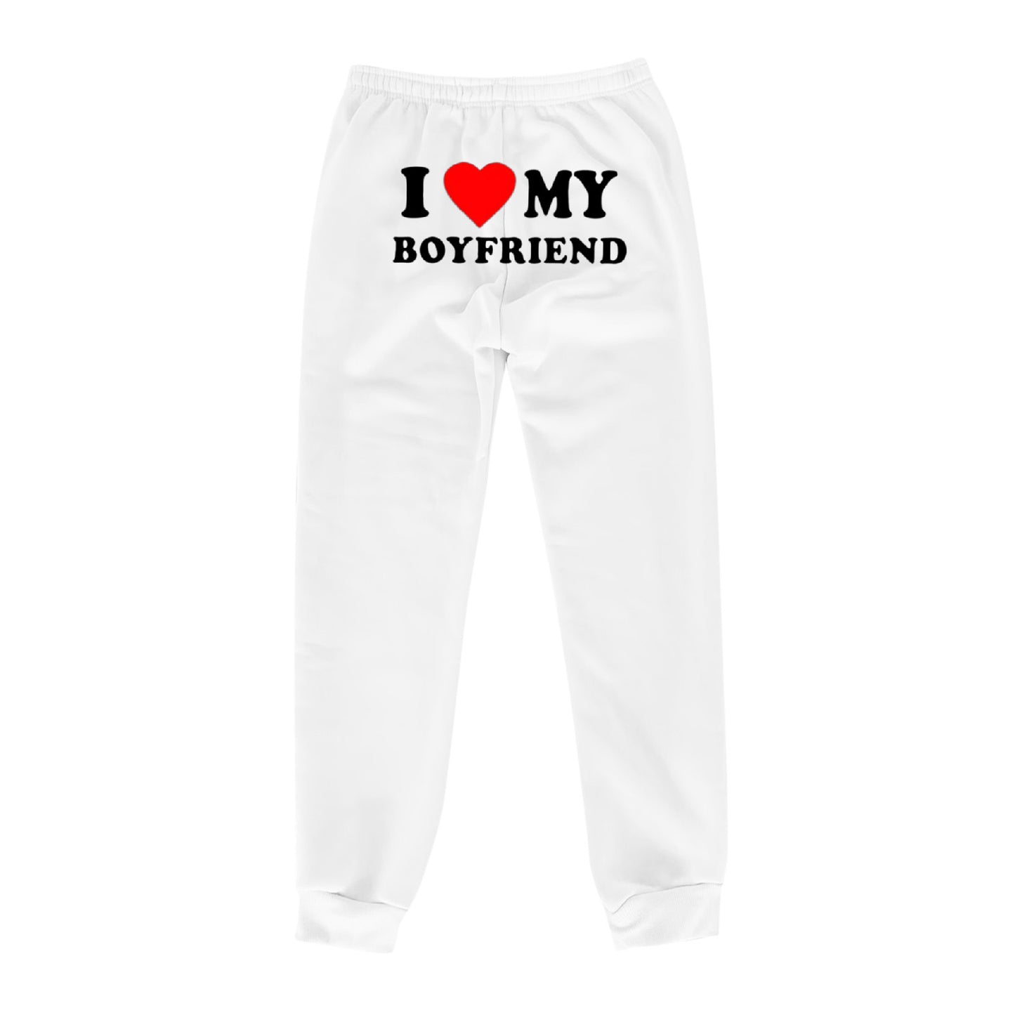 Pantalon imprimé « J'aime mon copain » Pantalon de survêtement décontracté pour homme et femme Pantalon de sport