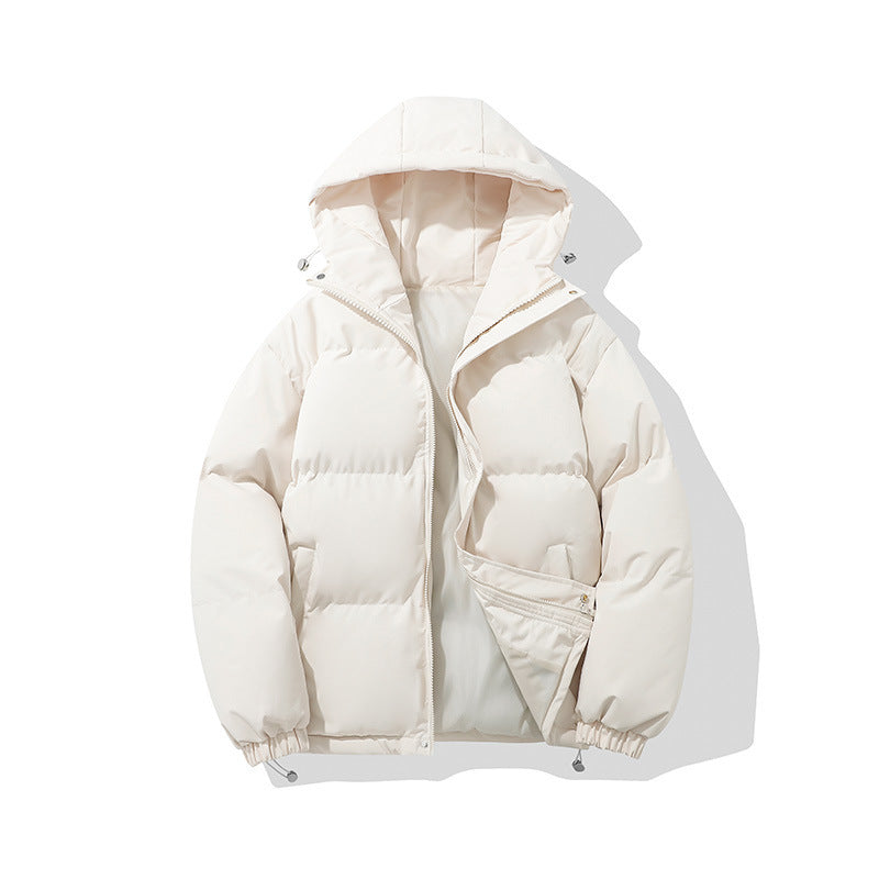 Veste matelassée à capuche de couleur unie avec fermeture éclair