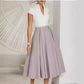 Women's A- Line White Color-block V Neck Large Swing Dress