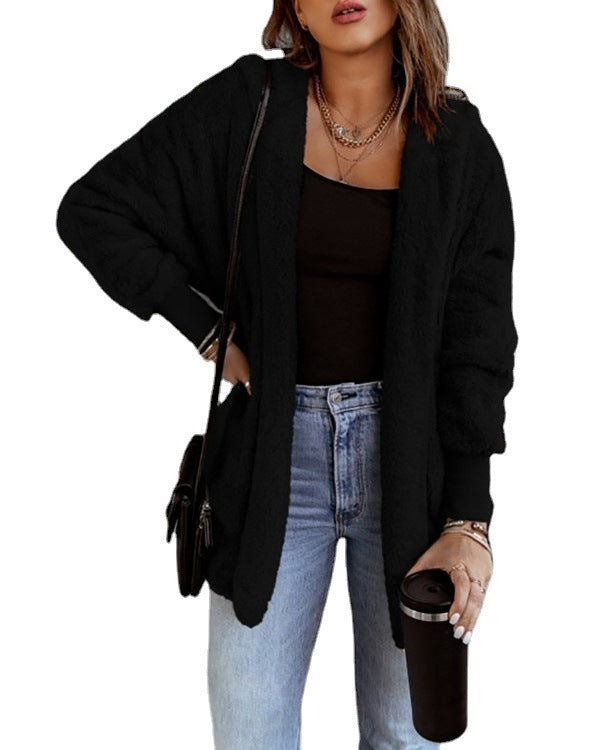 Women's Plush Long-sleeved Top Coat