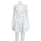 Printed Slip Dress With A Square Neckline And Open Back Featuring A Floral Pattern