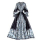 Robe imprimée à manches lanternes et revers style femme
