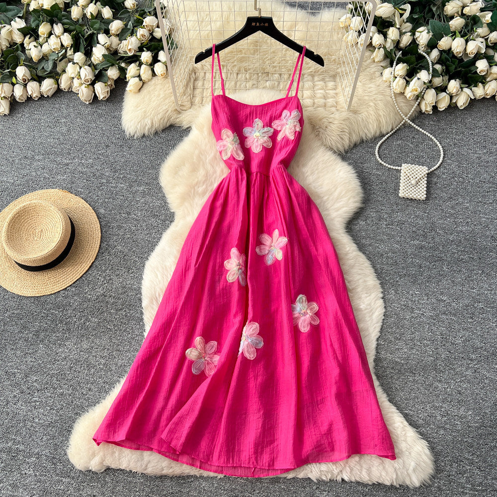 French-style Vacation-look Sweet Strap Dress For Women