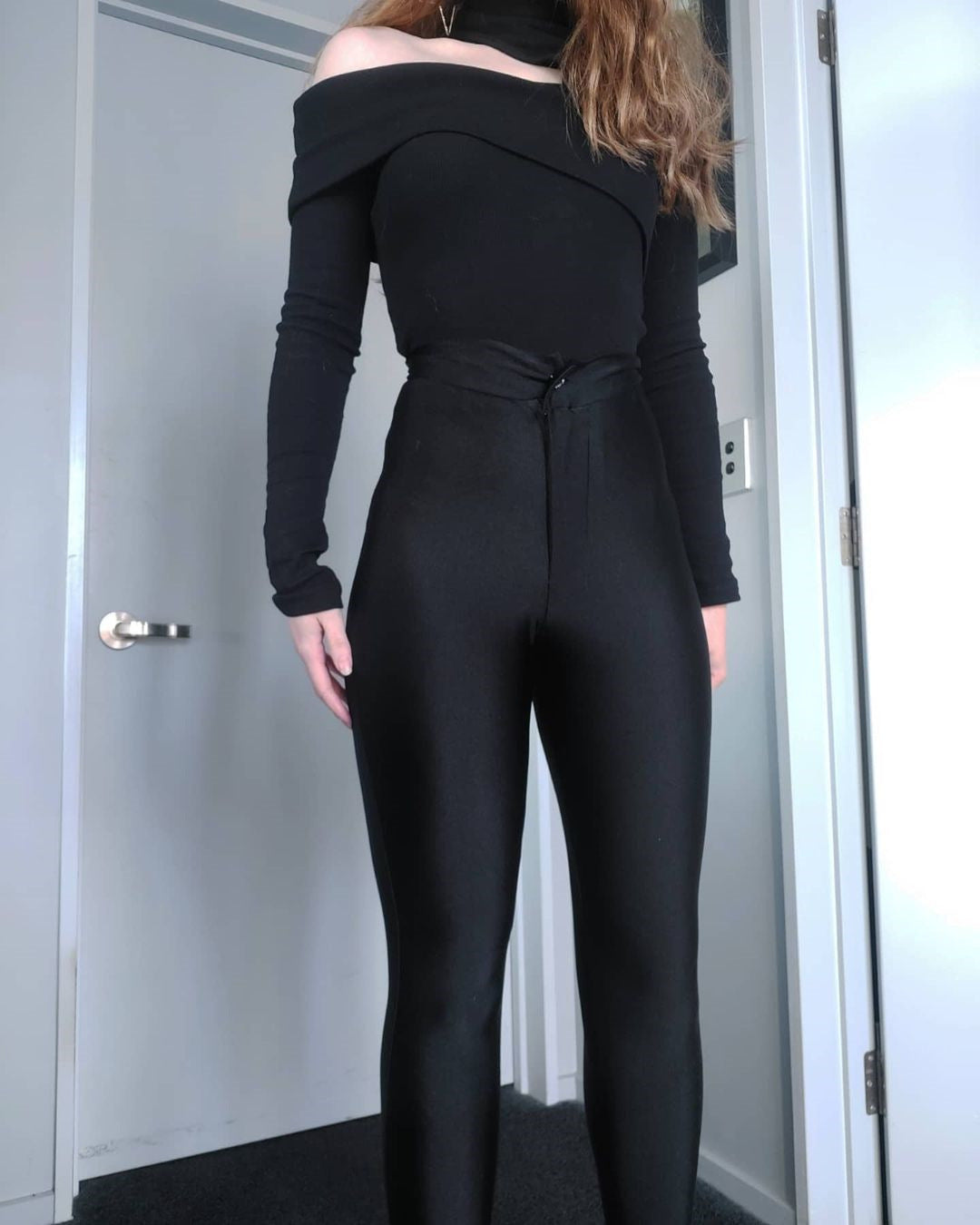 Women's One Shoulder Cutout Long Sleeve Turtleneck Top