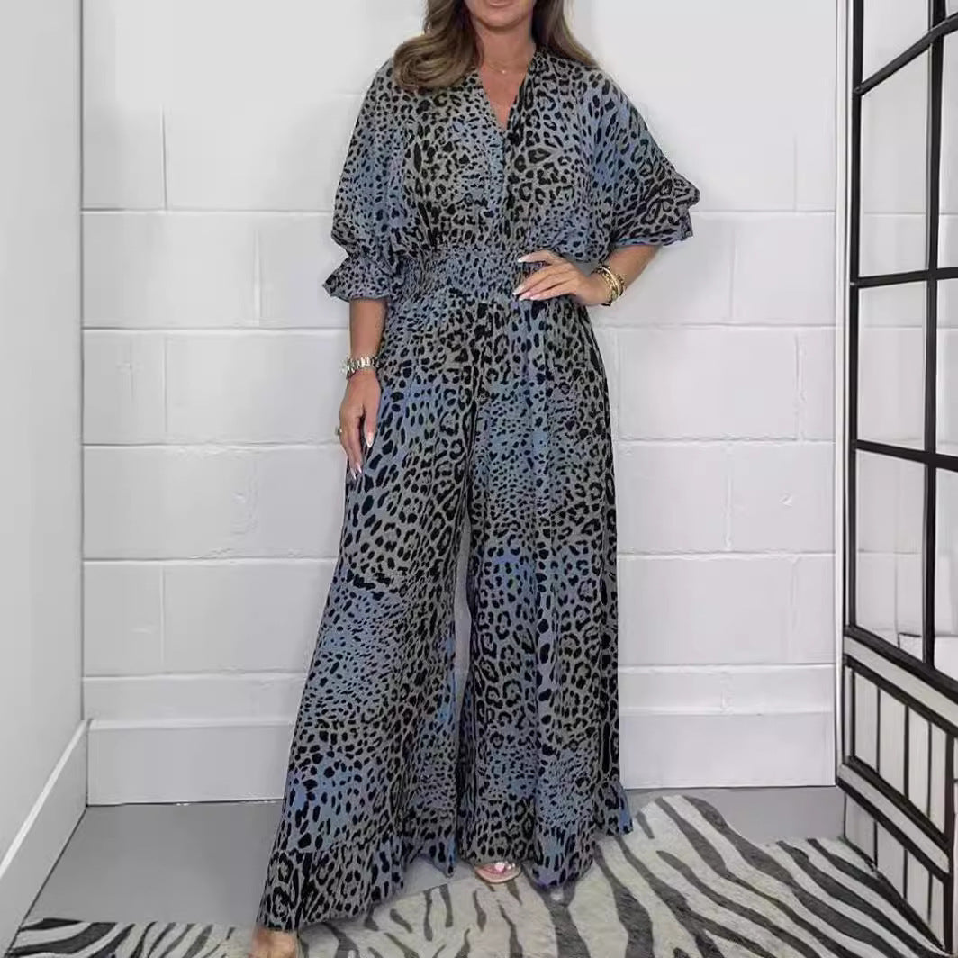 Women's Fashion Leopard Print Casual Jumpsuit