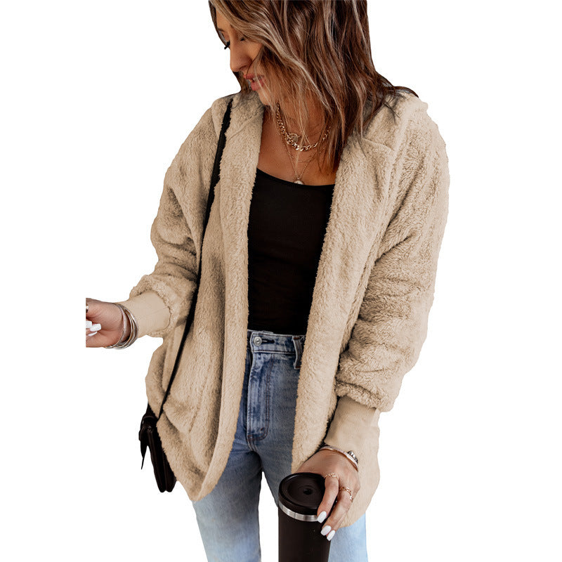 Women's Plush Long-sleeved Top Coat