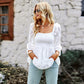 Square Collar Long Upper Outer Garment All-match Top Shirt For Women