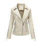 Women's Fashion Casual Solid Color Leather Coat