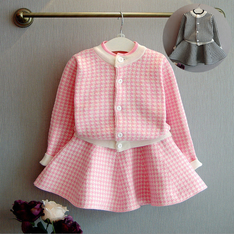 Two-piece Fashion Girls Thick Warm Knitted Sweater