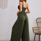 Women's Solid Color Loose Overall One Piece Summer Beach Jumpsuit With Spaghetti Straps