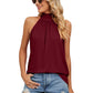 Summer New Women's Pure Color Halter Lace-up Vest