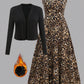 Elegant Womens Knitted Short Coat With A Printed Slip Dress