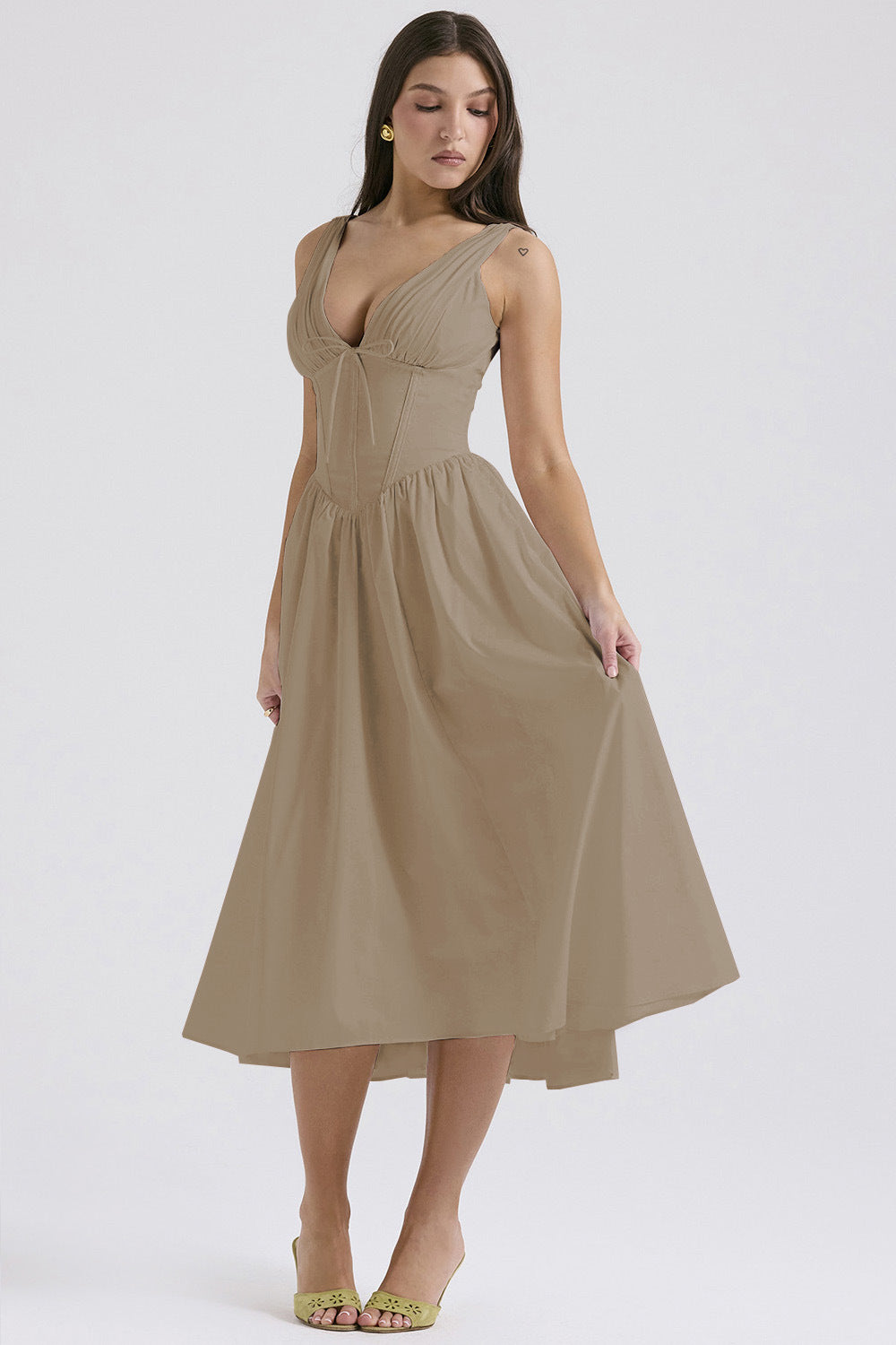 Robe longue à bretelles coupe ajustée, imprimé mode style européen et américain