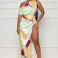 Women's Sleeveless Vibrant Color Gradient Slit Dress