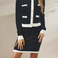Knitted Cardigan Pocket Button Suit