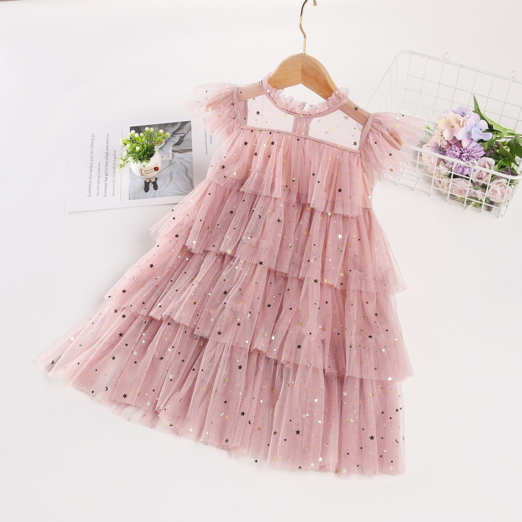 Girls' Dress Fairy Dress Star Sequins Cake