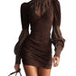 Silk-like Polka-dot Spliced Suede Sheath Skirt